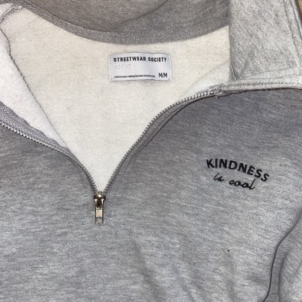 Streetwear Society  Embroidered Fleece Quarter Zip Sweater - Picture 2 of 3